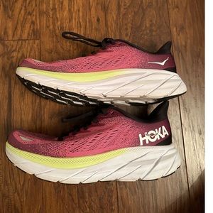 Hoka W Clifton 8 women’s size 8.5 pink and lime green